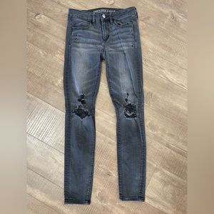 American Eagle black washed super stretch jeggings, size 2
